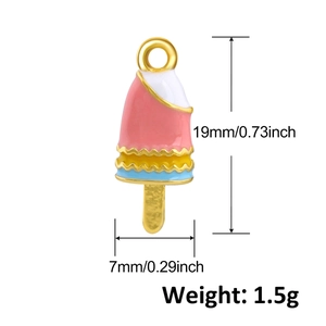 Pendentif émaillé en forme de glace colorée de 19mm avec des détails dorés raffinés