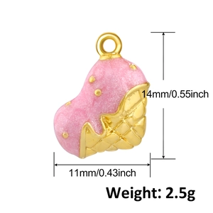 Détail du pendentif glace rose avec dimensions 14x11mm pour bijoux DIY
