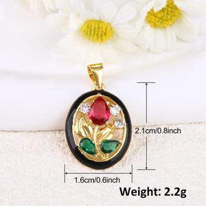 Macro detail of rose flower pendant with dimensions 2.1cm height and 1.6cm width