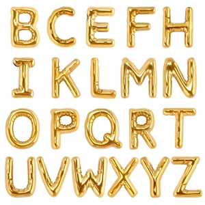 304 Stainless Steel Puffy Alphabet Initial Pendant Balloon Style Letter Necklace Charms For DIY Jewelry Making Women