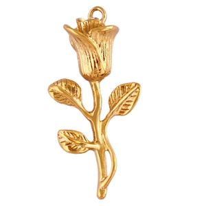 Vue détaillée d'un pendentif rose 3D doré avec des textures métalliques fines
