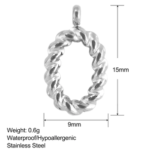 Detailansicht des 15mm Edelstahl-Anhängers mit Maßen und Gewicht für DIY-Schmuck