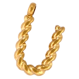 Makroaufnahme von 18K vergoldetem Edelstahl-Anhänger in Seilform, Buchstabe U Design