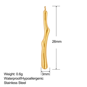 Waterproof gold-plated stainless steel organic branch pendant with minimalist design