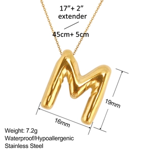 Poliertes 18K Gold Buchstaben-M Ballon-Anhänger Halskette aus Edelstahl für Damen