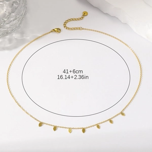Collana in acciaio inossidabile placcato oro 18K con ciondoli a foglia e catena 41+6cm