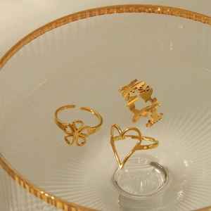 Ensemble de 3 bagues d'orteil réglables en acier inoxydable plaqué or 18K, motifs fleurs
