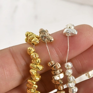 Irregular lava stone beads in gold, bronze and silver finish for DIY jewelry making