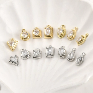 Geometric 14k gold plated zirconia charms in triangle and round shapes for DIY jewelry