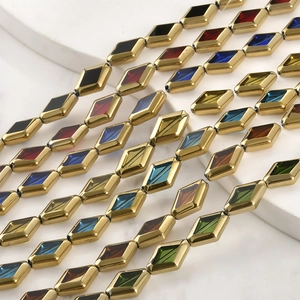 Rhombus Glasperlen Mit Vergoldetem Rand DIY Schmuckherstellung Lose Zwischenperlen Für Handgefertigte Armbänder Und Halsketten
