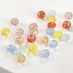 Cuentas de Pétalos de Vidrio Lampwork Facetadas Con Brillo de Arena Dorada Cuentas Espaciadoras de Rueda para Fabricación de Joyas Hechas a Mano