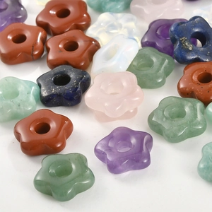 Polished natural crystal flower pendants in various gemstones for DIY jewelry making
