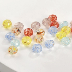 Cuentas de vidrio talladas con lámina de arena dorada para manualidades de joyería