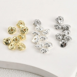 Irregular textured gold, silver and gunblack spacer beads for DIY jewelry making