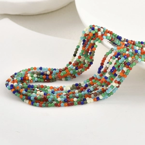 Cuentas de ojo de gato talladas de 2mm en colores mixtos para joyería DIY y collares