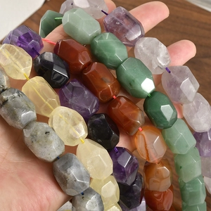 Assorted natural faceted crystal barrel beads including amethyst and quartz for DIY jewelry