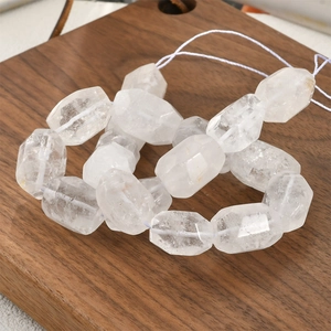 Faceted natural white crystal barrel beads strand for DIY jewelry making and crafts