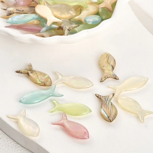 Fish-shaped natural abalone shell pendants in assorted colors for DIY jewelry making