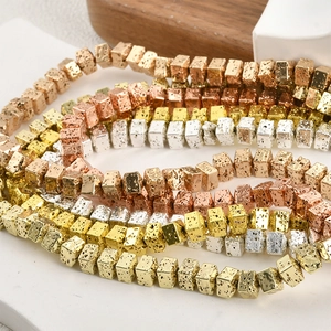 6mm vergulde vierkante lavasteen kralen voor DIY sieraden in goud zilver en roségoud