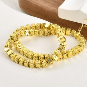 6mm vergulde vulkanische steen vierkante kralen met textuur voor DIY sieraden maken