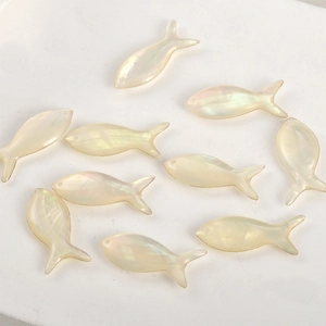 Iridescent white shell fish-shaped charms for DIY jewelry making and necklaces