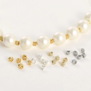 Cuentas espaciadoras en espiral bañadas en oro 14k para joyería DIY y collares