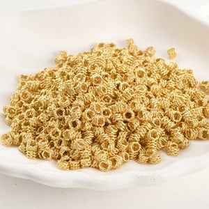 Cuentas espaciadoras trenzadas bañadas en oro de 14K para bisutería DIY pack de 10