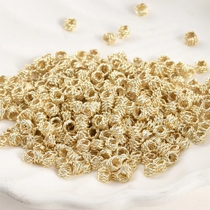 Cuentas espaciadoras en espiral trenzada bañadas en oro de 14k para joyería DIY