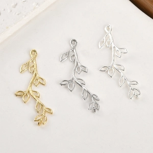 Colgantes de rama de hoja hueca en oro de 14k y plata para joyería DIY y collares