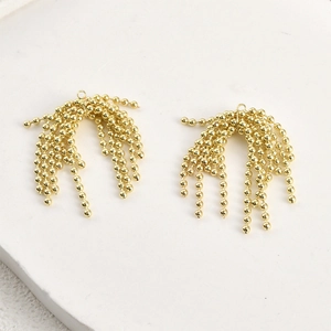 Coppia di ciondoli a nappa con frange di perline placcati oro 14k per gioielli DIY