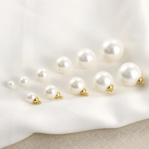 Perline di Vetro Imitazione Perla Artificial Tonde Con Cappuccio in Rame Placcato Oro Vero DIY Gioielli Pendenti Sfusi Accessori