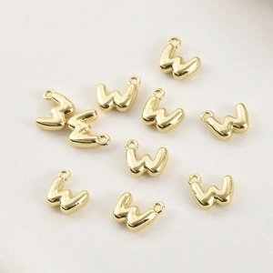 Ciondoli a forma di lettera W 3D placcati oro 14k per creazione gioielli fai da te