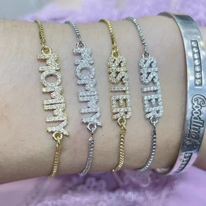 Westliche Mode Kupfer Zirkonia Buchstaben MOMMY SISTER Verstellbares Armband Gold Silber Strass Schmuck Geschenk Für Damen