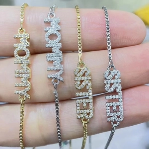 Verstellbare MOMMY und SISTER Armbänder in Gold und Silber mit funkelnden Zirkonia-Steinen