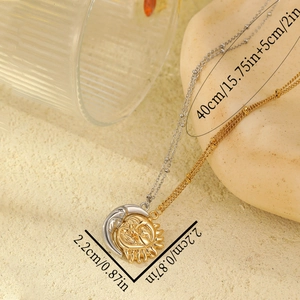 18K gold plated stainless steel sun and moon magnetic necklaces for couples, 45cm length