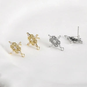 Orecchini a Bottone DIY in Strass Marquise in Pizzo Retrò Con Perno in Argento Rame Placcato Oro 14k Accessori per Gioielli