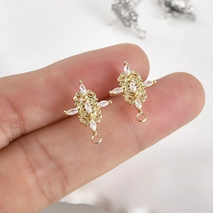 Componenti orecchini a filigrana placcati oro 14k con zircone per gioielli fai-da-te