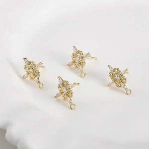 Orecchini vintage in oro 14k con zirconi marquise e anelli per ciondoli fai-da-te