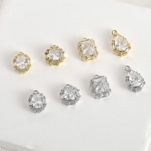 Pendenti in zircone placcati oro 14k in varie forme per la creazione di gioielli fai da te