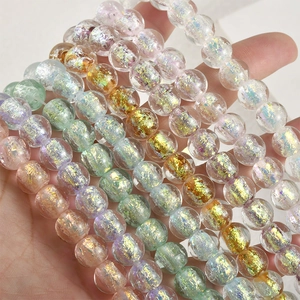 Perle rotonde in vetro aurora in colori assortiti per la creazione di gioielli