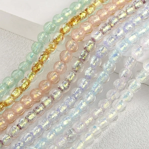 Perle in vetro aurora da 8mm con foglia d'oro per la creazione di gioielli DIY