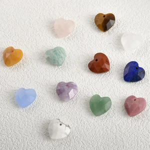 Multi-color heart-shaped faceted crystal stone pendants with pre-drilled holes for DIY jewelry