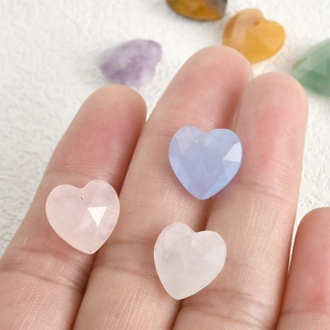 13mm faceted heart-shaped natural crystal pendants for DIY jewelry making in multiple colors