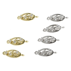Connettori per gioielli a fiore in oro 14k con zirconi per bracciali fai-da-te
