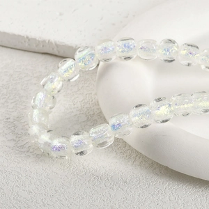 Clear iridescent glass beads for DIY jewelry making featuring aurora sparkle effect