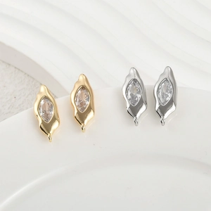 18k Vergulde Marquise Zirconia Oorknopjes Koper 925 Sterling Zilver Stift Onregelmatig Minimalistisch DIY Sieraden Voor Dames