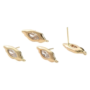 Set van vier 18k vergulde marquise zirkoon oorknopjes voor DIY sieraden maken