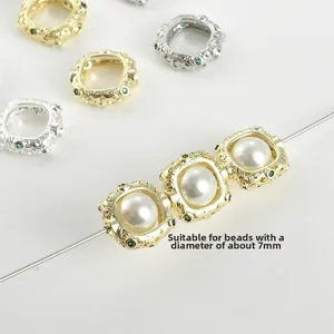 Cadre de perle carré ajouré plaqué or 14k pour perles de 7mm bijoux artisanaux