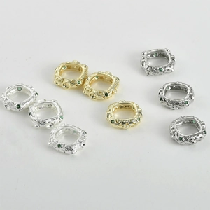 Cuentas espaciadoras cuadradas huecas vintage bañadas en oro 14k para joyería DIY