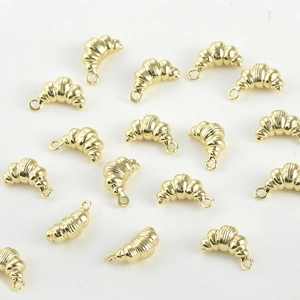 Golden croissant charms for DIY jewelry making, 14k gold plated metal pendants for necklaces